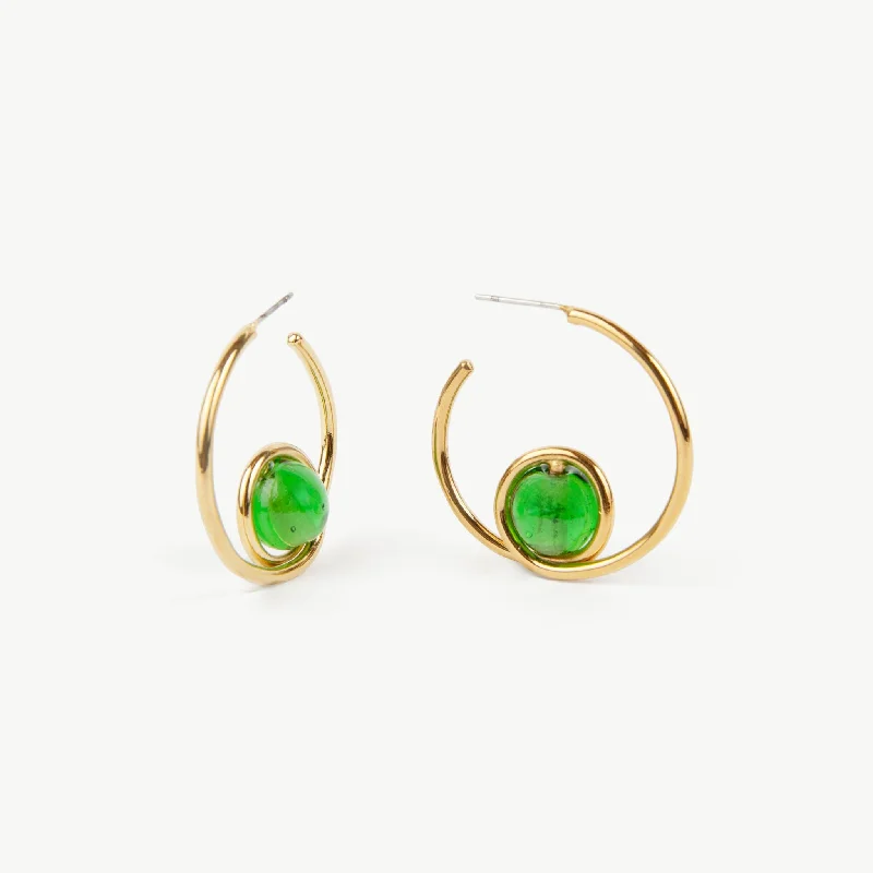 Luxury Gemstone Earrings-Mpira Glass Hoop Earrings