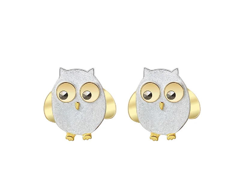 Gemstone Hoop Earrings-Cute Owl Earring