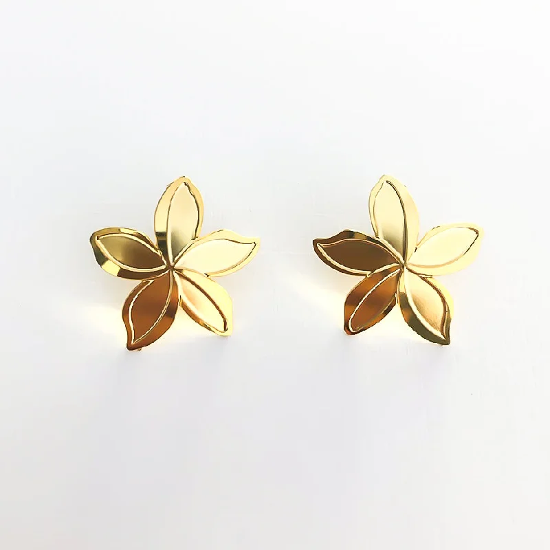 Gemstone Stud Earrings-New Plumeria Large