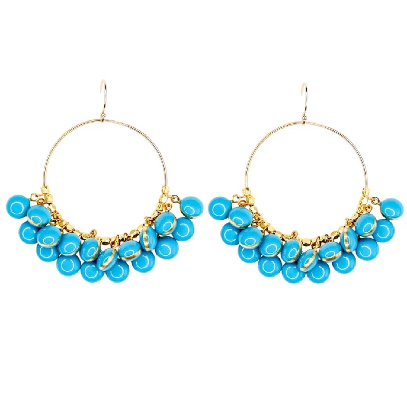 Diamond Hoop Earrings-Karaoke Earrings in Turquoise