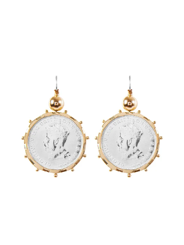 Floral Stud Earrings-Gold Encased Parliament Coin Earrings