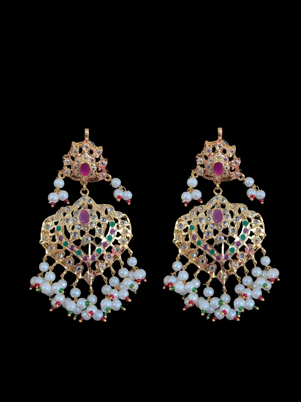 Boho Earrings for Summer-DER333 Ekta earrings in ruby emerald   ( SHIPS IN 4 WEEKS  )