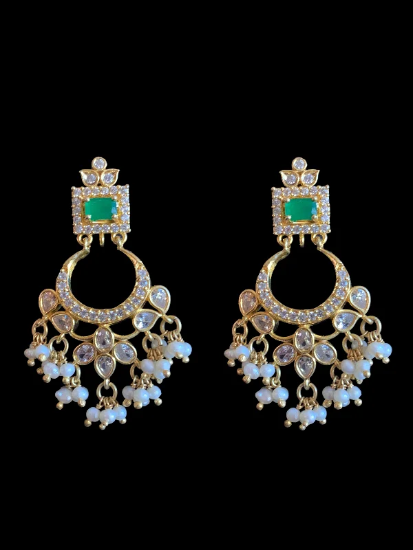 Layered Earrings for Women-92.5 silver with gold plated Cz earrings with fresh water pearls