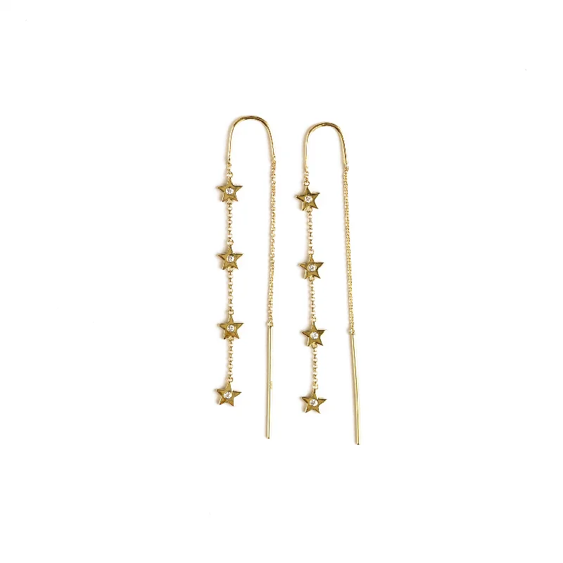 Eco-Friendly Hoop Earrings-Skylar Dangling Star Chain Earrings