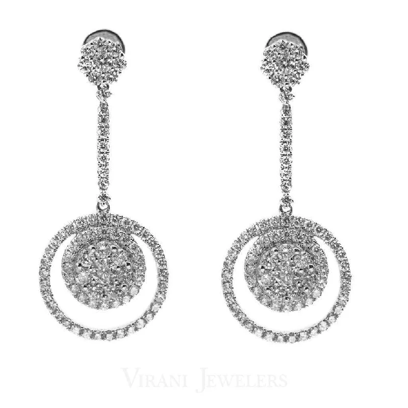 Adjustable Silver Earrings-1.72CT Diamond Drop Karma Earrings Set In 18K White Gold