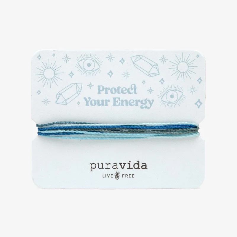 Customizable Silver Charm Bracelet-Protect your Energy Bracelet Card