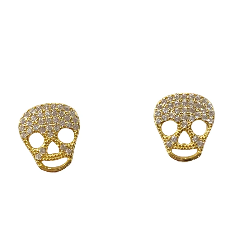 Statement Earrings for Weddings-Skull Sparkle Studs