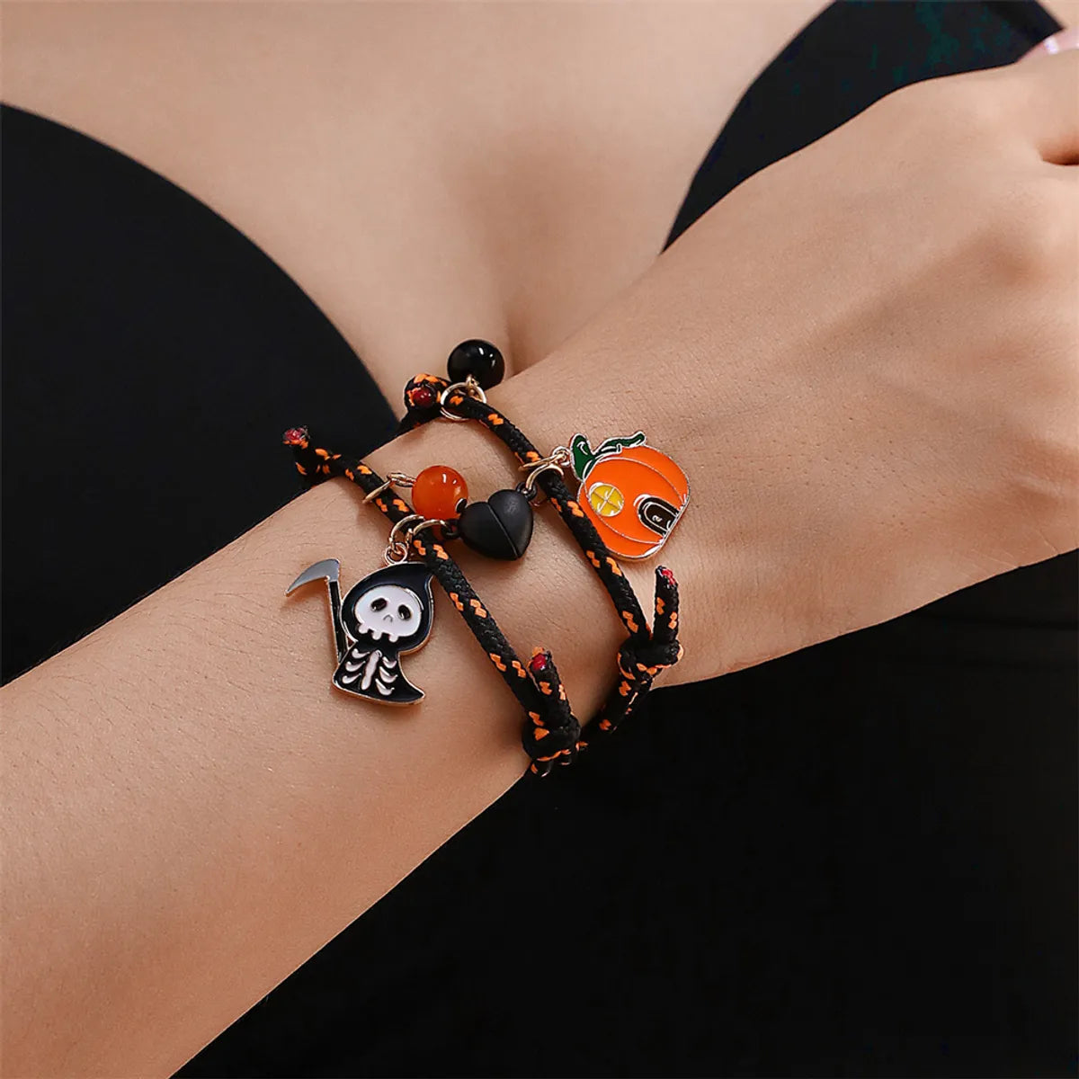 Amethyst Wedding Ring-Cute Funny Pumpkin Alloy Halloween Couple Bracelets