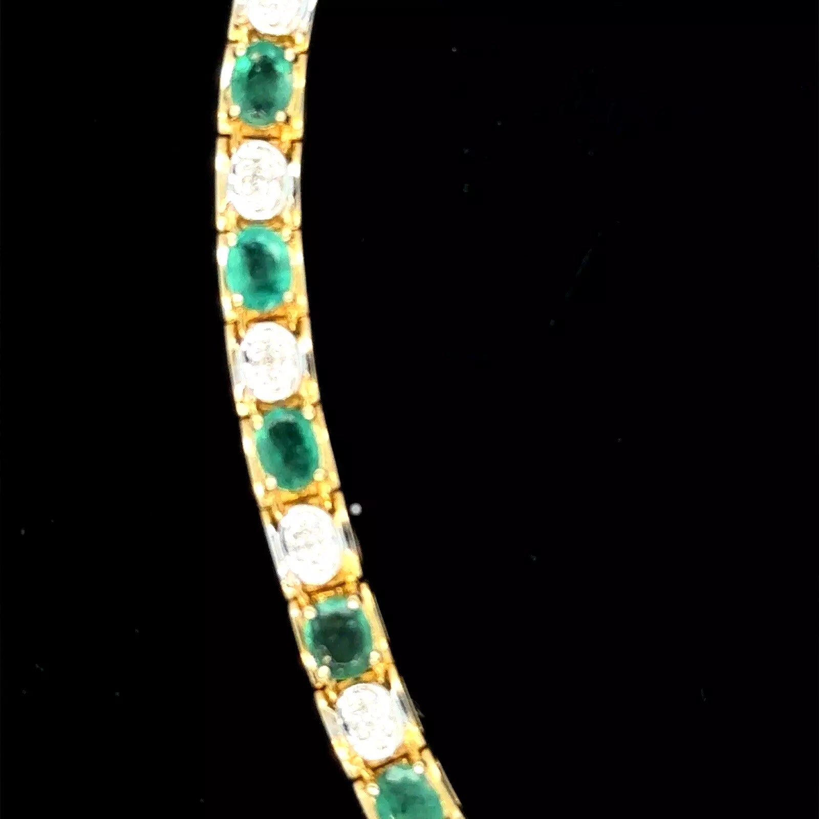 Designer Bar Necklace-Vintage Estate 14k Yellow Gold Women’s Emerald And Diamond Necklace .43 ctw