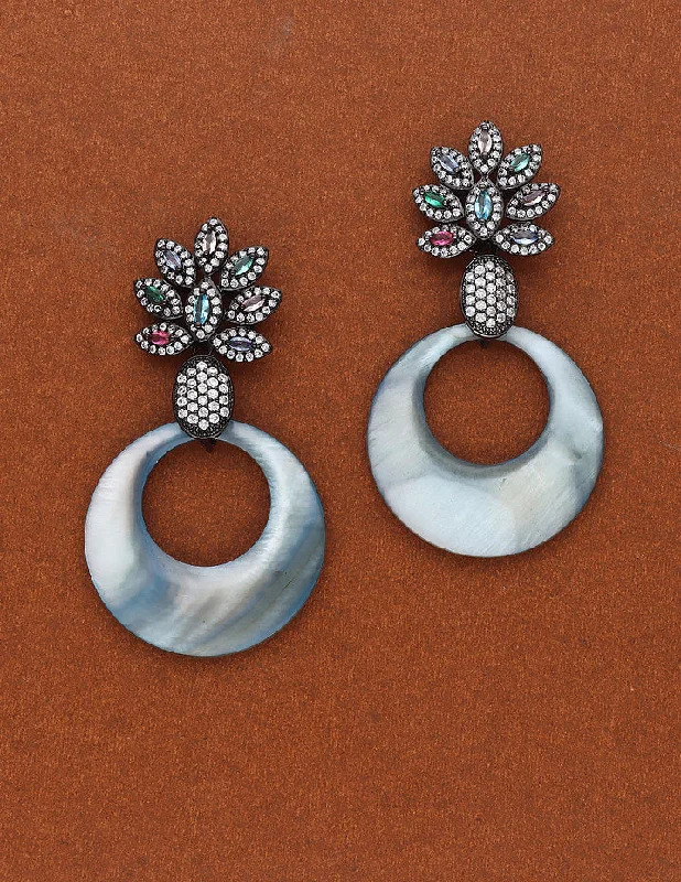 Simple Silver Earrings for Women-Zirconia Fancy Chandbali Earrings