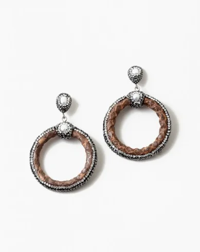 Shiny Drop Earrings-Leather and Druzy Earrings