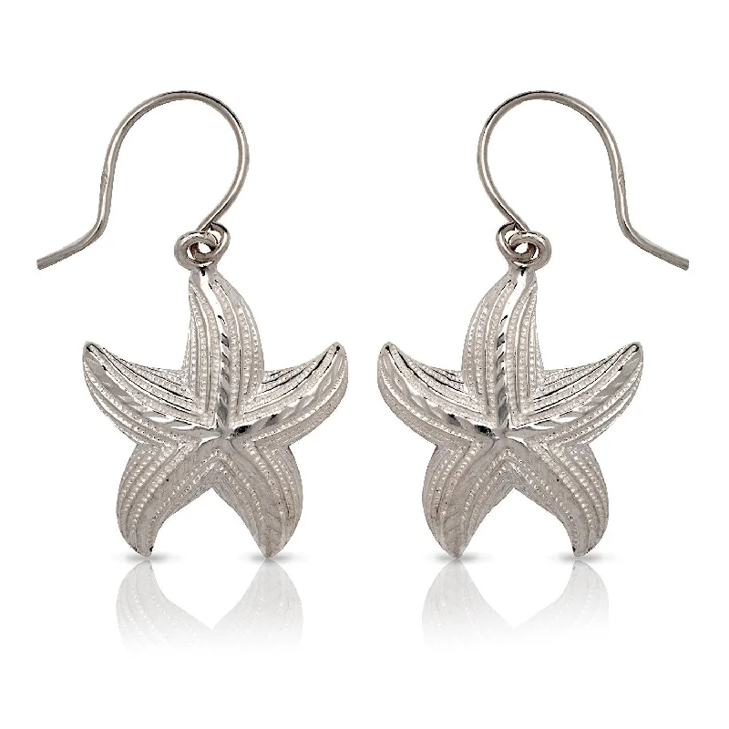 Trendy Hoop Earrings-Starfish .925 Sterling Silver Earrings