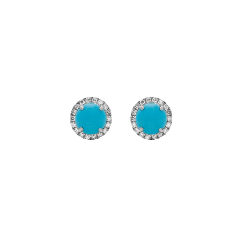 Bridal Earrings for Weddings-Turquoise, Diamond & White Gold Earrings