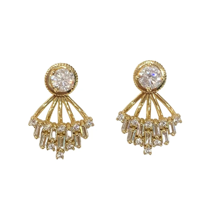 Gold Chain Earrings-Jacklyn Fan Jacket Earrings