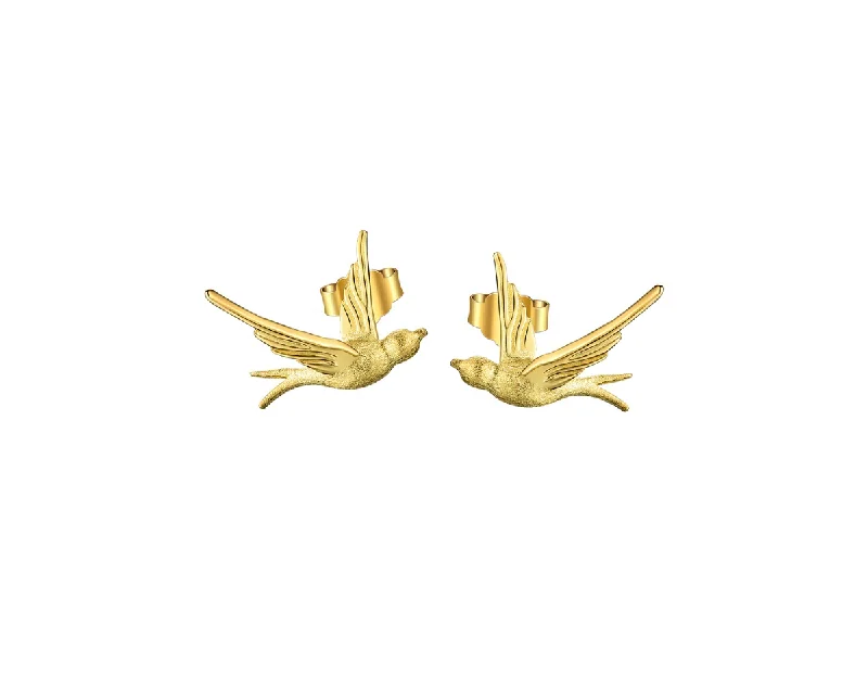 Gold Bead Earrings-Swallow Willow Stud Earrings