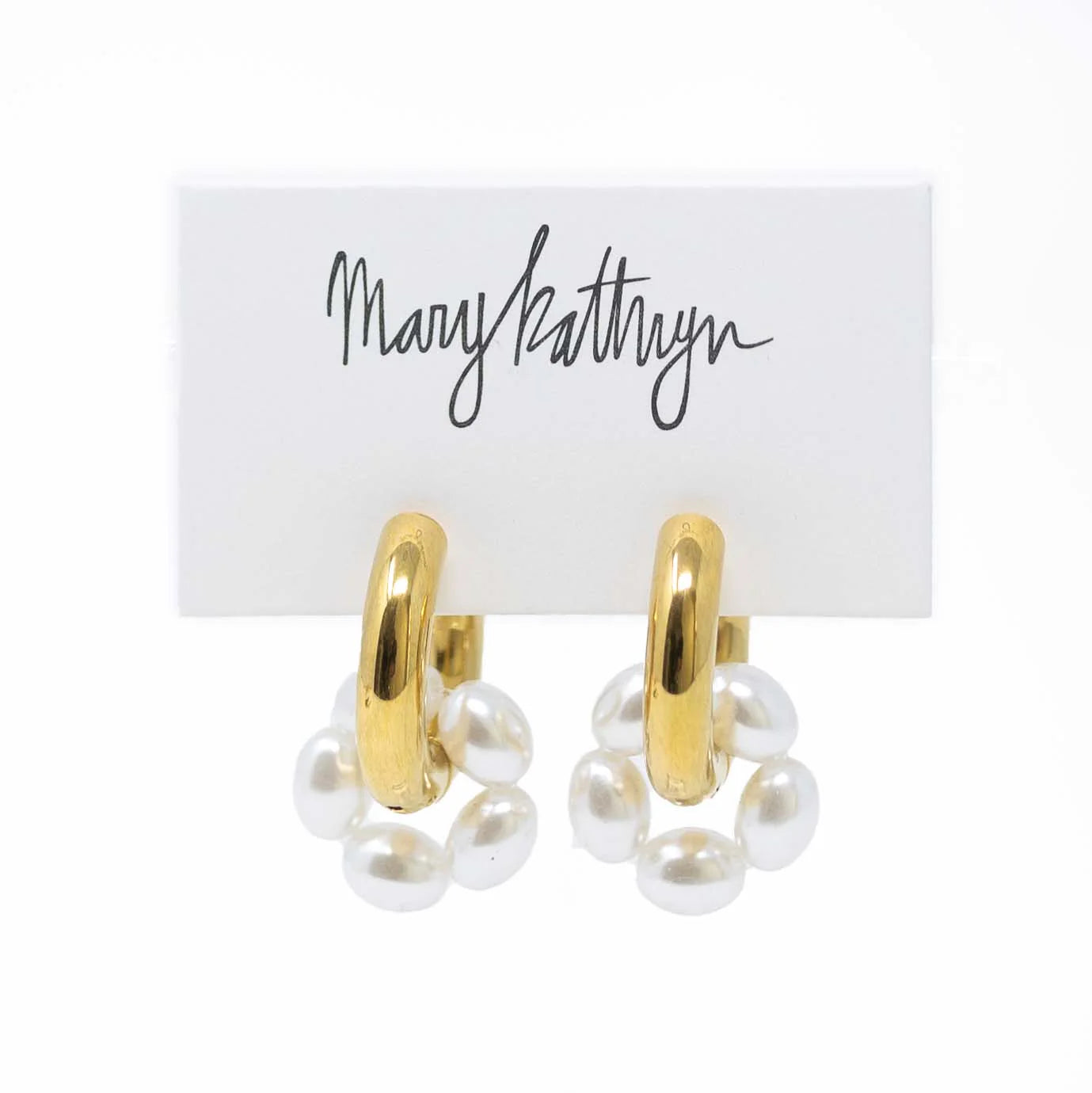 Chunky Gold Earrings-Malena Pearl Hoop Earrings