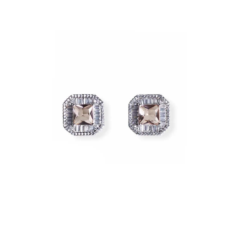 Art Deco Earrings-Square Jewel Earrings