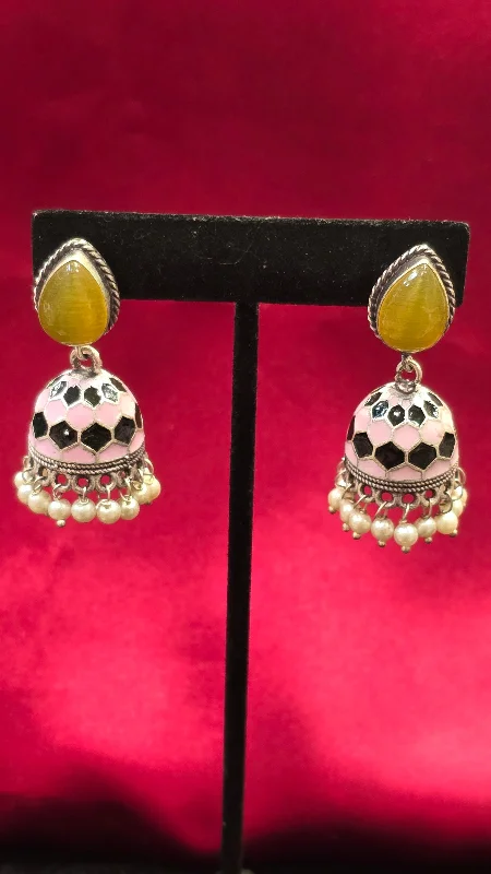 Unique Drop Earrings-Pretty Yellow Colored Jhumkas For Women