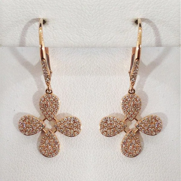 Luxury Bridal Earrings-14k Rose Gold Diamond Earrings