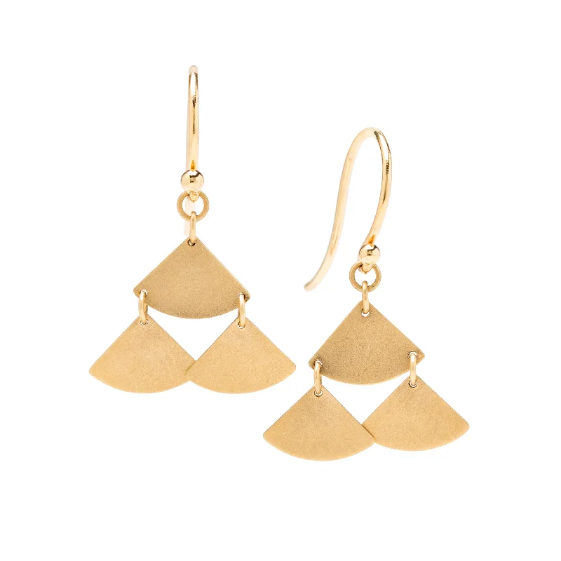 Handmade Gold Earrings-<!--ER906--> ginkgo bold tiered drop earrings