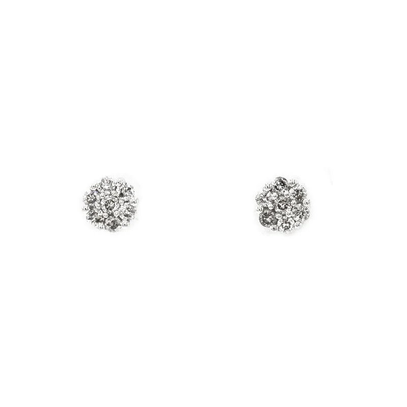 Rainbow Hoop Earrings-0.5 ct Diamond Cluster Earrings in 14k White Gold