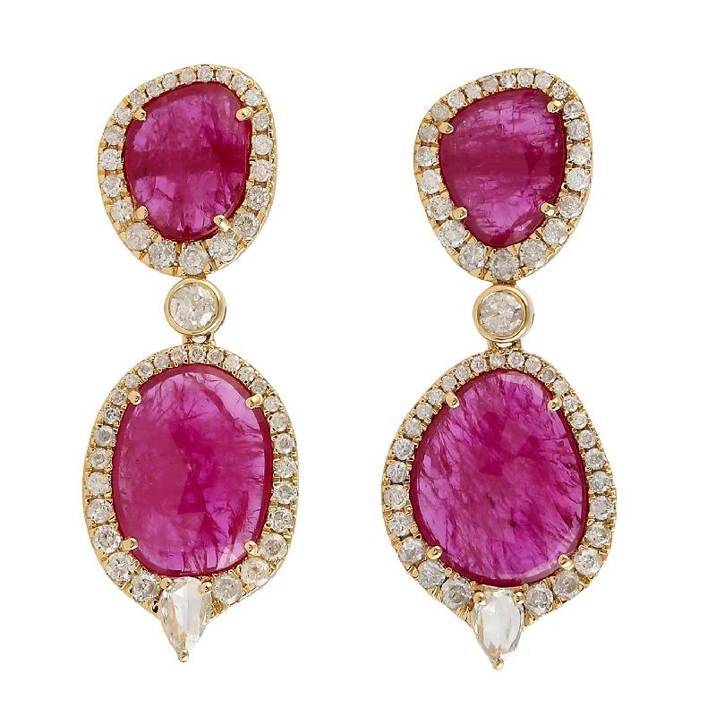 Vintage Pearl Drop Earrings-Royal Ruby Drop Earrings