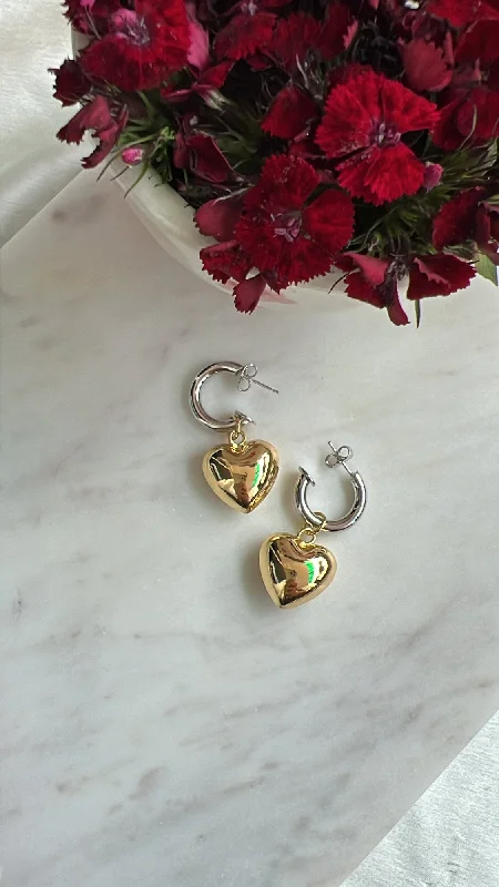 Simple Diamond Earrings-Sybil heart drop earrings