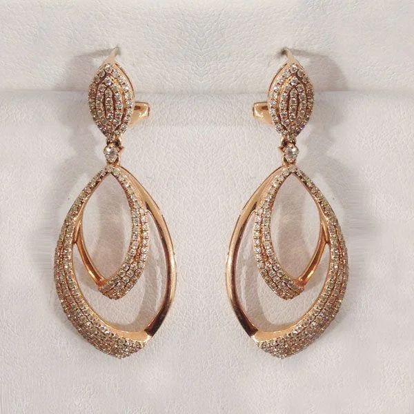 Artistic Metal Earrings-14k Rose Gold Diamond Earrings