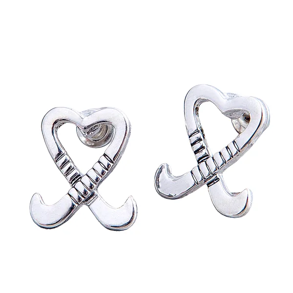 Round Hoop Earrings-Field Hockey Heart Stick Earrings