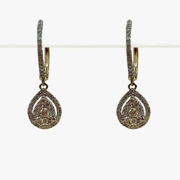 Clear Gemstone Earrings-14k Yellow Gold Diamond Earrings