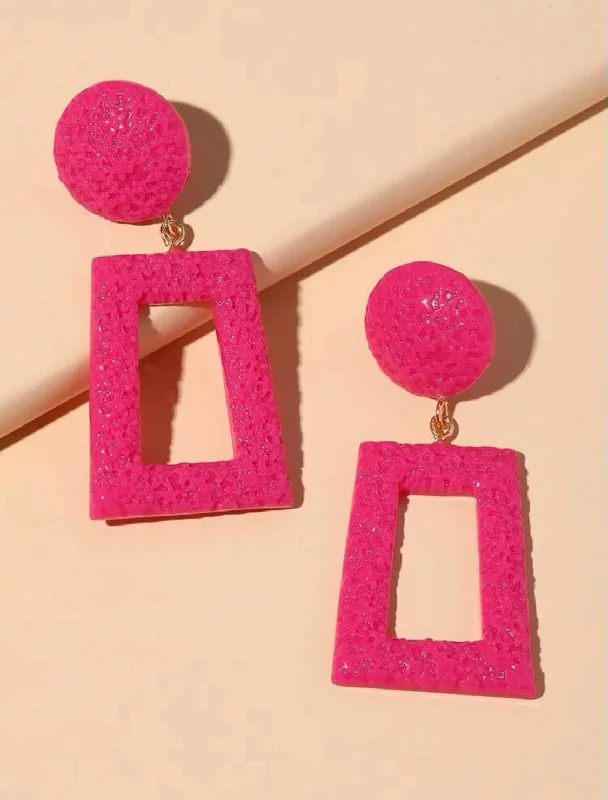 Simple Diamond Earrings-Hot Pink Geometric Earrings