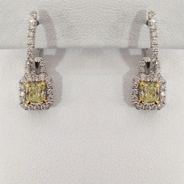 Crystal Drop Earrings-14k White Gold Diamond Earrings