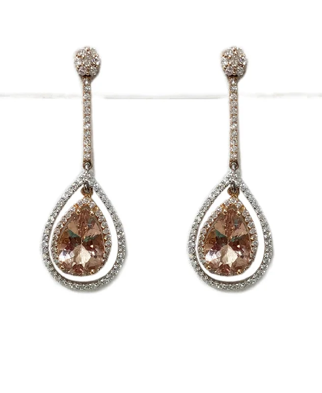 Artistic Drop Earrings-14k Rose Gold Morganite Earrings