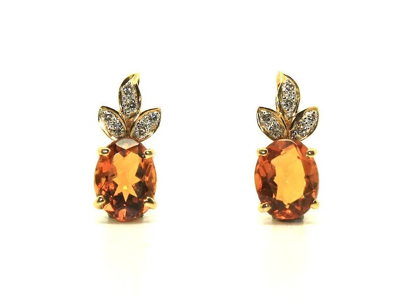 Gold and Diamond Earrings-Citrine And Diamond Garland Earring Ad No.0185