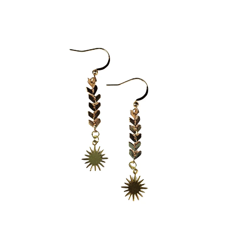 Modern Tassel Earrings-The Emilia Gold Chevron Chain Starburst Earrings