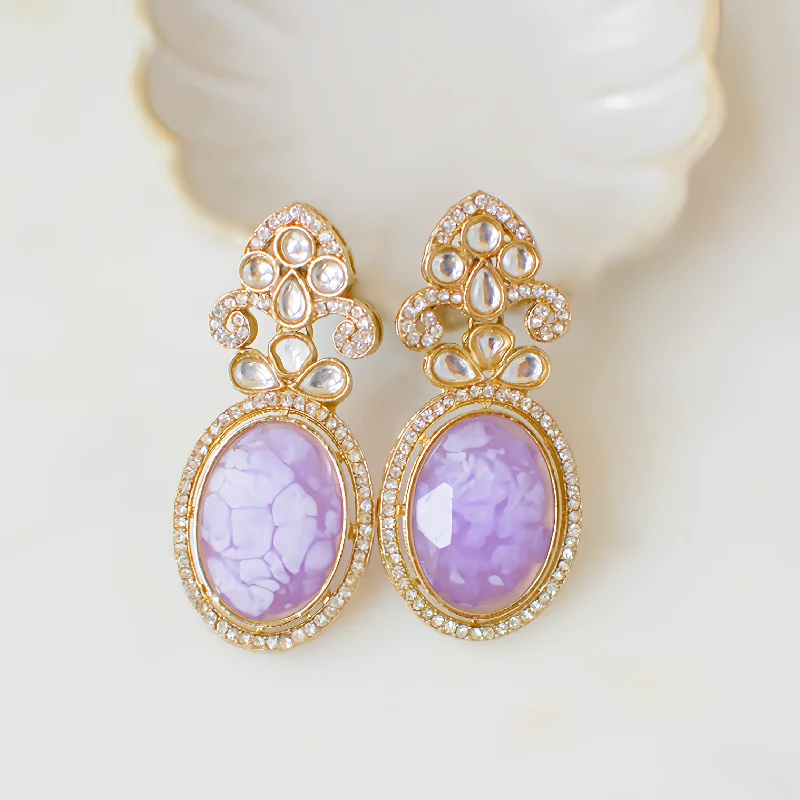 Shiny Stud Earrings-Avina Earrings - Lilac