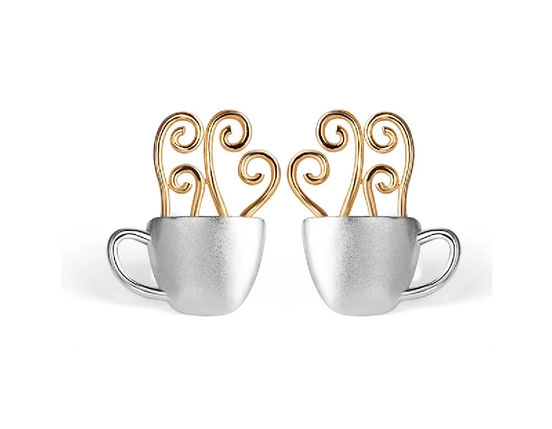 Large Statement Earrings-Morning Coffee Cup Earring