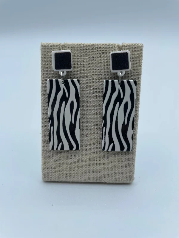 Rose Gold Drop Earrings-Black Zebra Acrylic Earrings