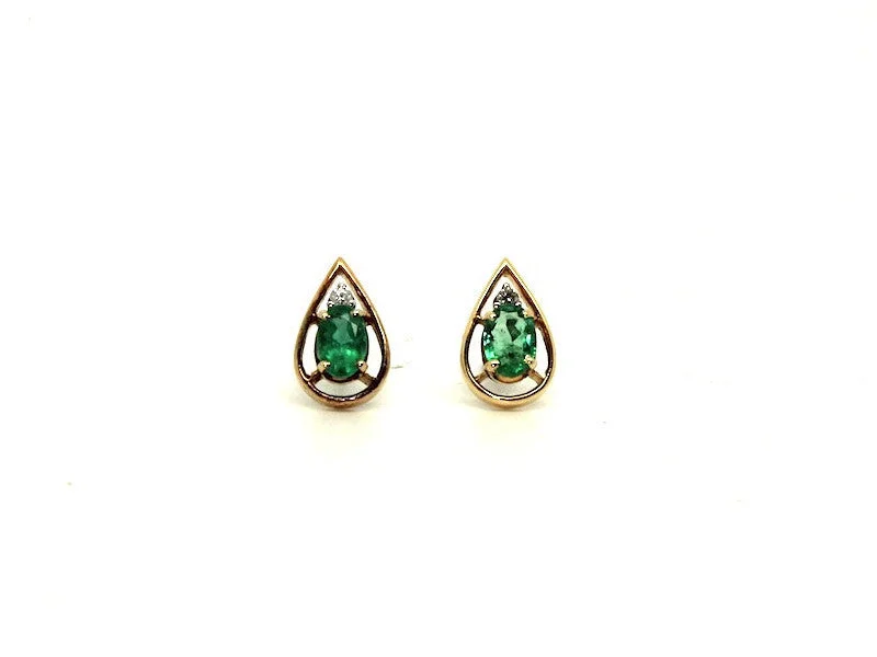 Black Crystal Earrings-Emerald And Diamond Wire Drop Stud Ad No.029 (6/8mm)