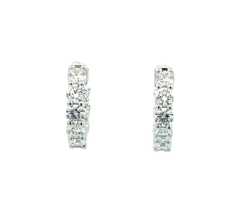 Artistic Designer Earrings-LAB GROWN ROUND DIAMONDS (16) 3.04ctw INSIDE-OUT HOOP EARRINGS