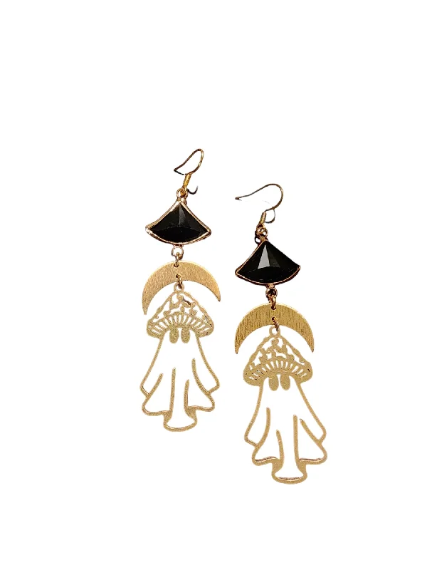 Silver Chain Earrings-The Kiena Onyx Earrings