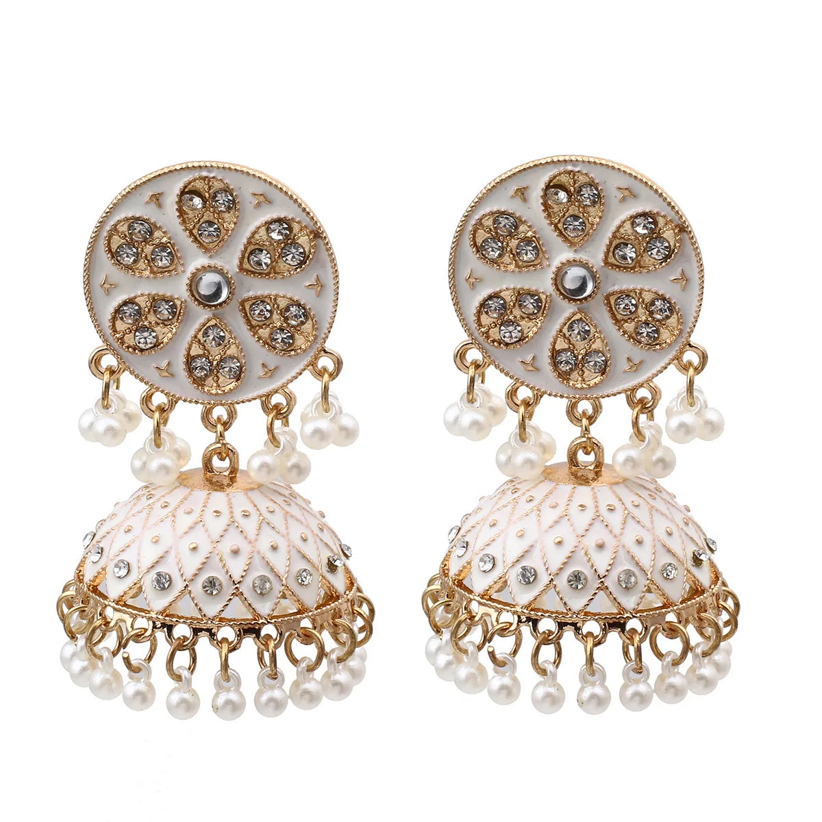 Shiny Crystal Earrings-Crystal Jhumka Earrings