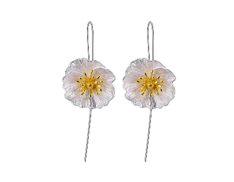 Beaded Hoop Earrings-Blooming Poppies Earring