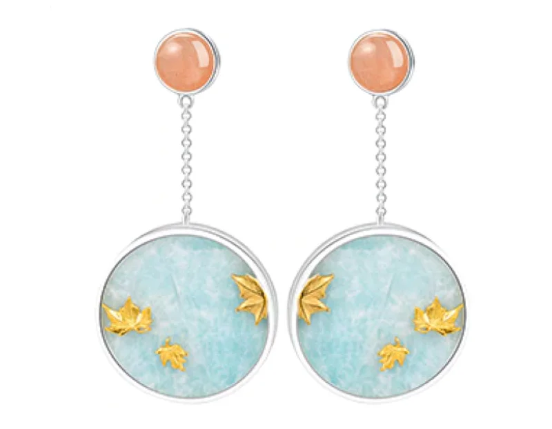 Clear Gemstone Earrings-Maple Leaves Amazonite Earring