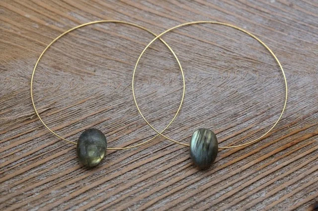 Green Jade Earrings-"I Protect" Hoops