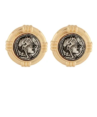 Gold Stud Earrings-Coin Post Earrings