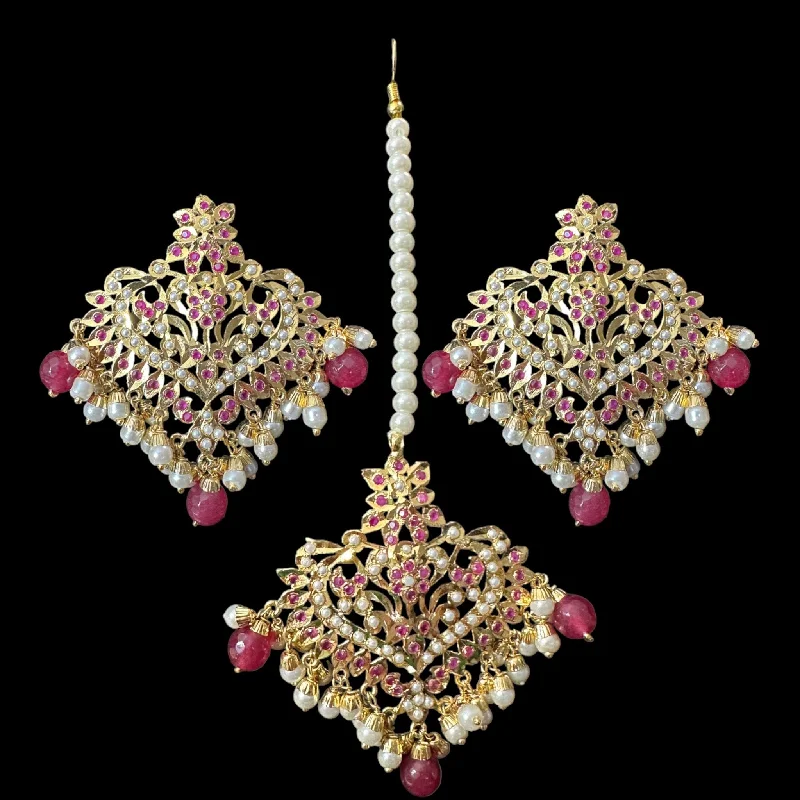 Simple Diamond Stud Earrings-DJET105 Afreen ruby   earrings tika ( READY TO SHIP )