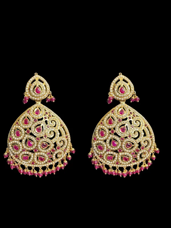 Heart Shaped Drop Earrings-Ruby pearl gold plated silver earrings ( READY TO SHIP )