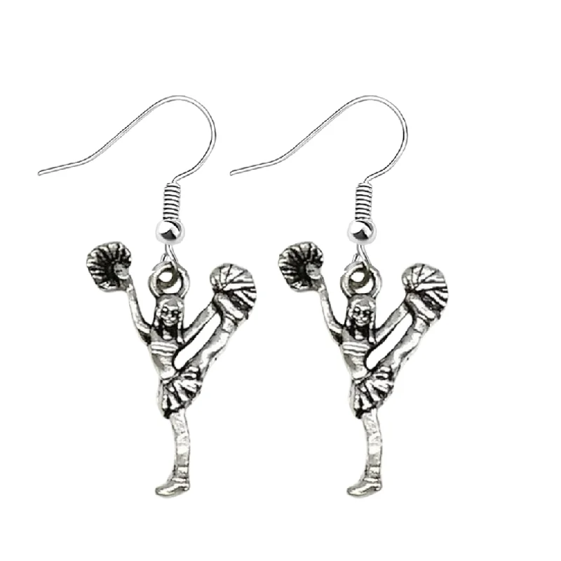 Silver Hoop Earrings for Women-Cheerleader Earrings