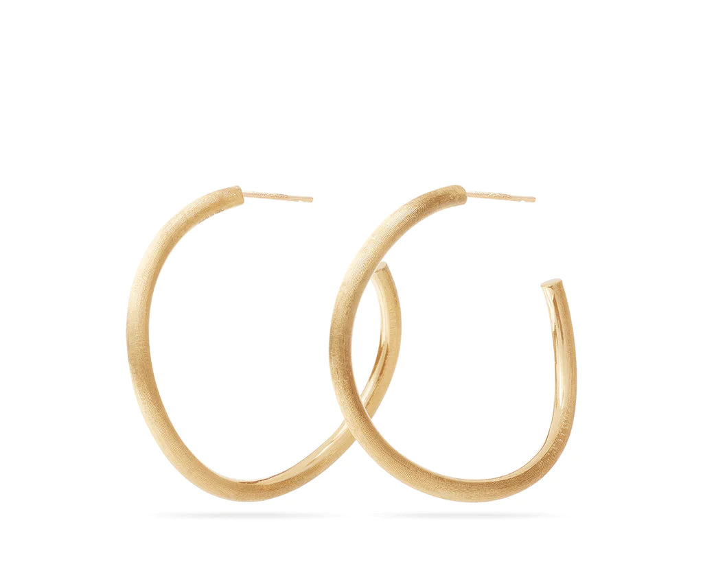 Designer Silver Earrings-Marco Bicego Jaipur Collection Gold Medium Hoop Earrings